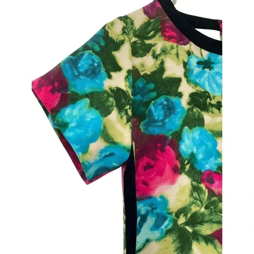 Sandro Floral Abstract Mini Shift Dress Size EU 2 US 4-6 Cut out Back zip - Picture 4 of 16